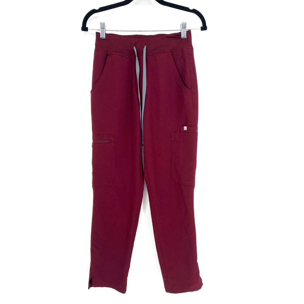 FIGS Kade Straight Leg XSP Burgundy Scrub Pants Medical Nursing Healthcare EUC